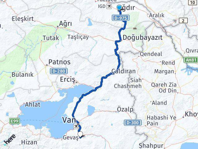 Iğdır Gürpınar Van Arası Kaç Km - Yol Haritası