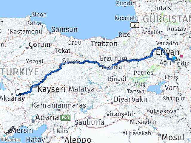 Iğdır Güzelyurt Aksaray Arası Kaç Km - Yol Haritası