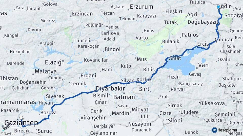 Iğdır Halfeti Şanlıurfa Arası Kaç Km - Yol Haritası