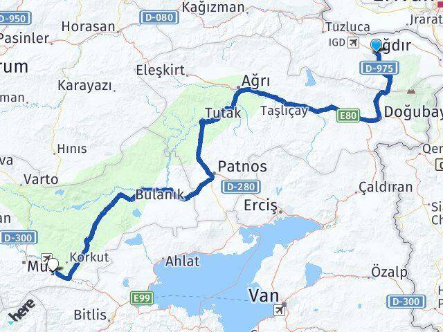 Iğdır Hasköy Muş Arası Kaç Km - Yol Haritası