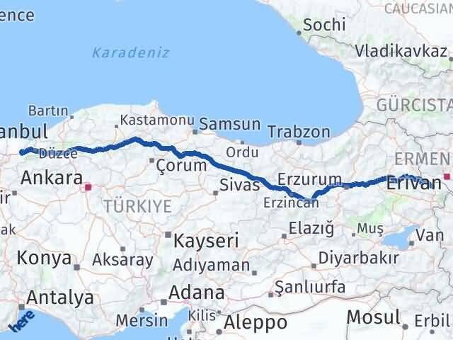 Iğdır Hendek Sakarya Arası Kaç Km - Yol Haritası
