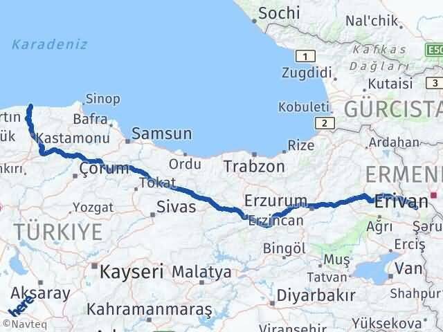 Iğdır İnebolu Kastamonu Arası Kaç Km - Yol Haritası