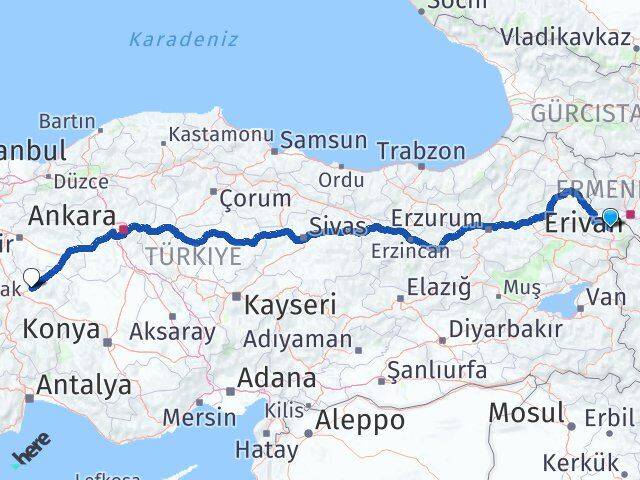 Iğdır İscehisar Afyonkarahisar Arası Kaç Km - Yol Haritası