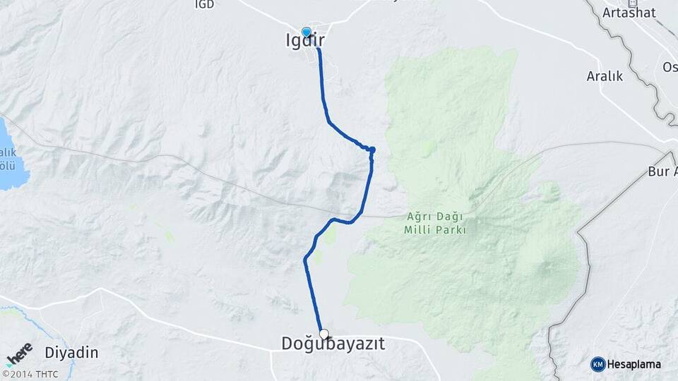 Iğdır İshakpaşa Doğubayazıt Ağrı Arası Kaç Km - Yol Haritası