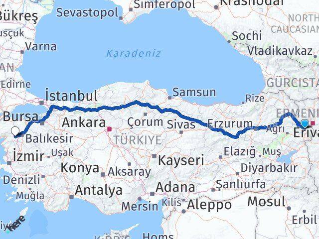 Iğdır İvrindi Balıkesir Arası Kaç Km - Yol Haritası