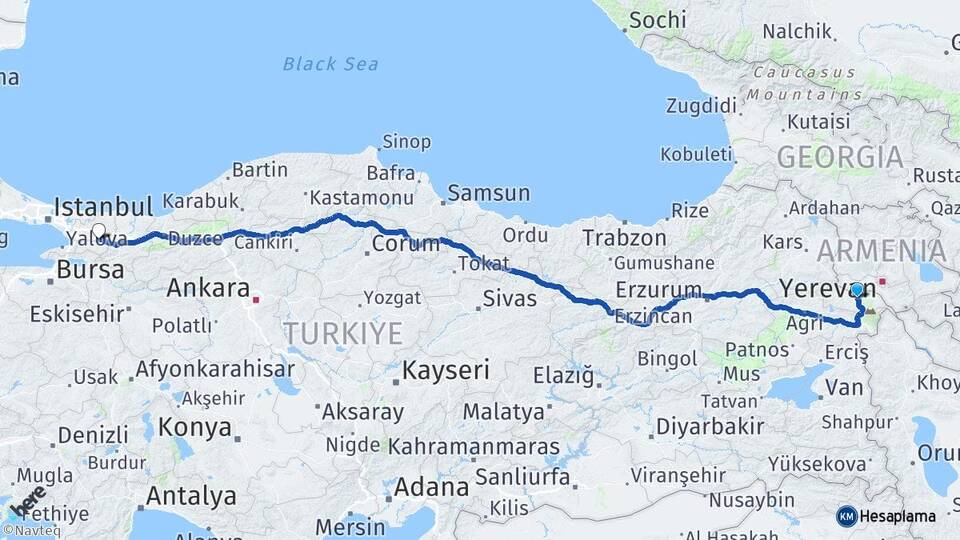 Iğdır İzmit Kocaeli Arası Kaç Km - Yol Haritası