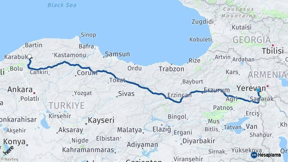 Iğdır Karabük Arası Kaç Km - Yol Haritası