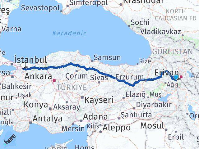 Iğdır Kartepe Kocaeli Arası Kaç Km - Yol Haritası