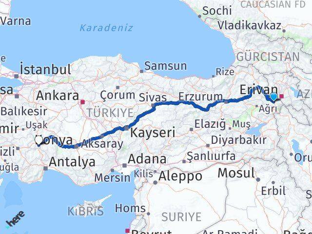 Iğdır Keçiborlu Isparta Arası Kaç Km - Yol Haritası