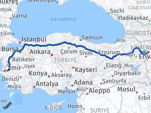 Iğdır Kemalpaşa İzmir Arası Kaç Km - Yol Haritası