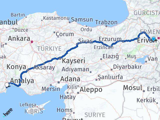 Iğdır Kemer Antalya Arası Kaç Km - Yol Haritası