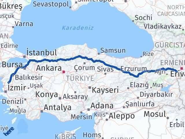 Iğdır Kınık İzmir Arası Kaç Km - Yol Haritası