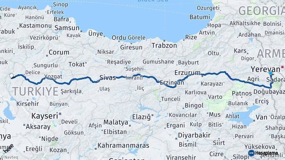 Iğdır Kırıkkale Arası Kaç Km - Yol Haritası