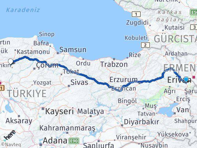 Iğdır Korgun Çankırı Arası Kaç Km - Yol Haritası