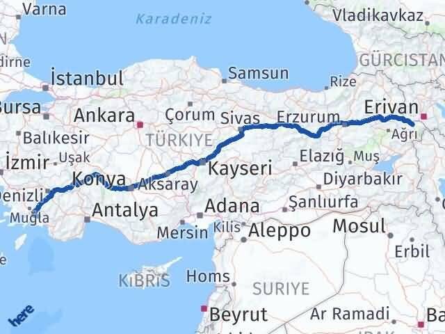 Iğdır Köyceğiz Muğla Arası Kaç Km - Yol Haritası
