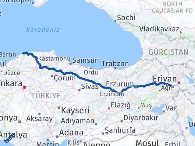 Iğdır Kurucaşile Bartın Arası Kaç Km - Yol Haritası
