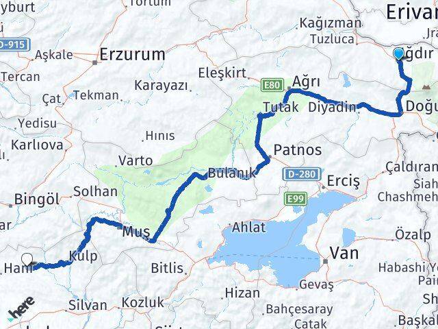 Iğdır Lice Diyarbakır Arası Kaç Km - Yol Haritası