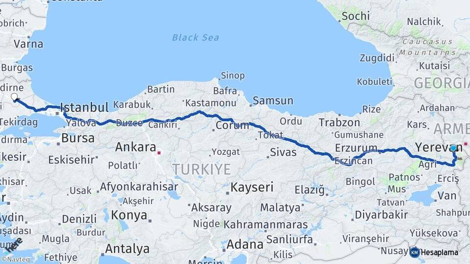 Iğdır Lüleburgaz Kırklareli Arası Kaç Km - Yol Haritası