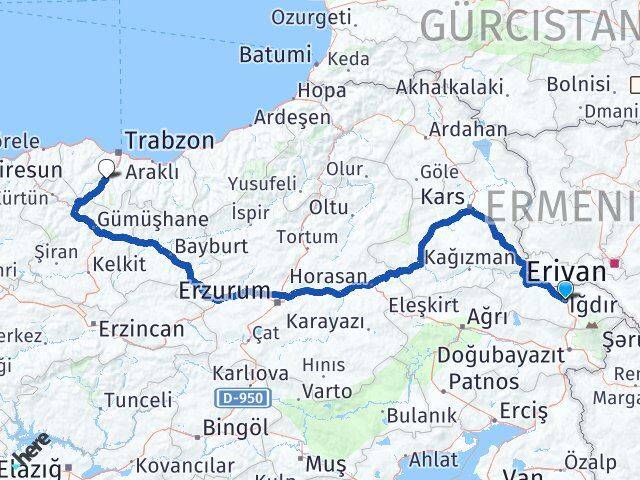 Iğdır Maçka Trabzon Arası Kaç Km - Yol Haritası