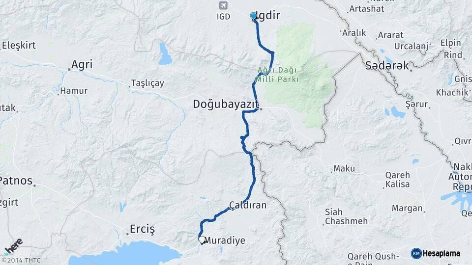 Iğdır Muradiye Van Arası Kaç Km - Yol Haritası