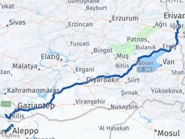 Iğdır Musabeyli Kilis Arası Kaç Km - Yol Haritası
