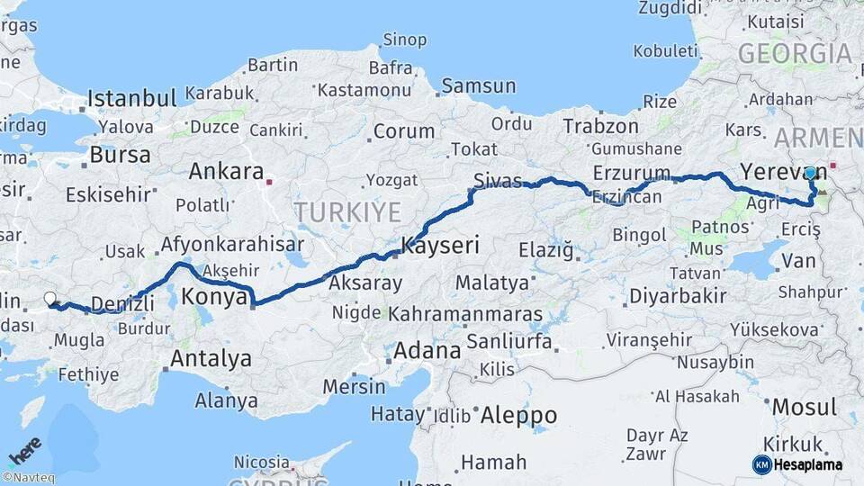 Iğdır Nazilli Aydın Arası Kaç Km - Yol Haritası