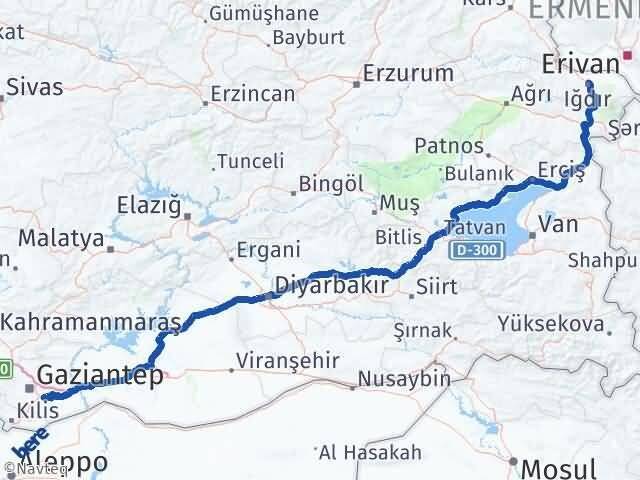 Iğdır Oğuzeli Gaziantep Arası Kaç Km - Yol Haritası