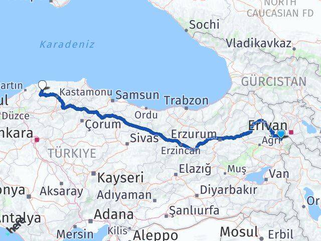 Iğdır Pınarbaşı Kastamonu Arası Kaç Km - Yol Haritası