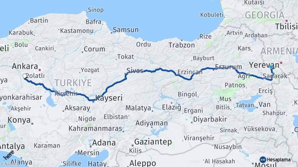 Iğdır Polatlı Ankara Arası Kaç Km - Yol Haritası