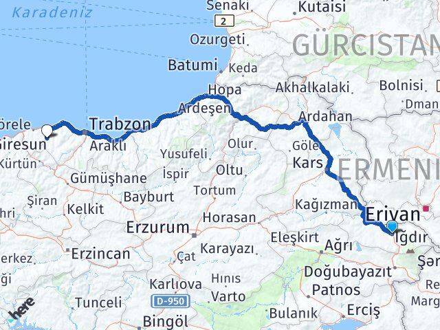 Iğdır Şalpazarı Trabzon Arası Kaç Km - Yol Haritası