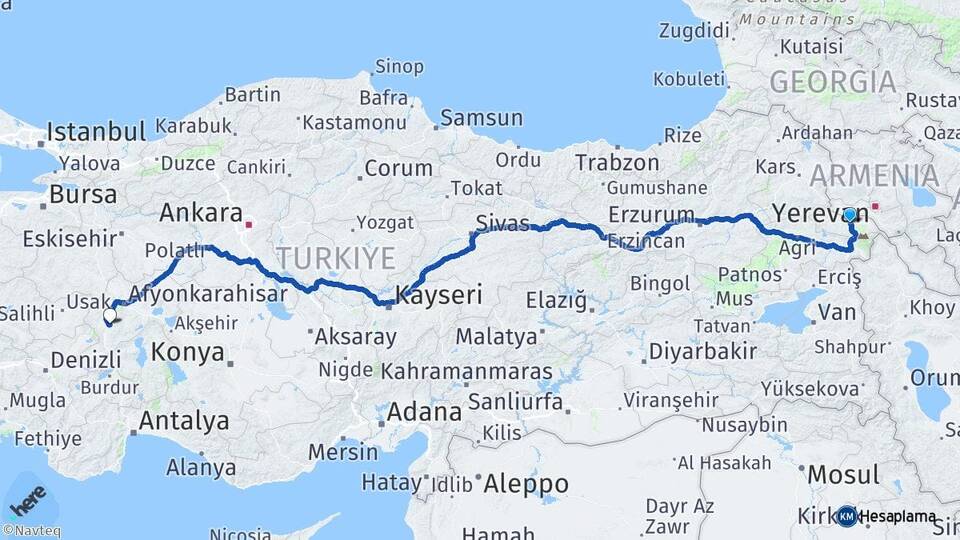 Iğdır Sandıklı Afyonkarahisar Arası Kaç Km - Yol Haritası