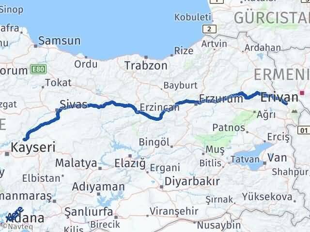 Iğdır Sarıoğlan Kayseri Arası Kaç Km - Yol Haritası