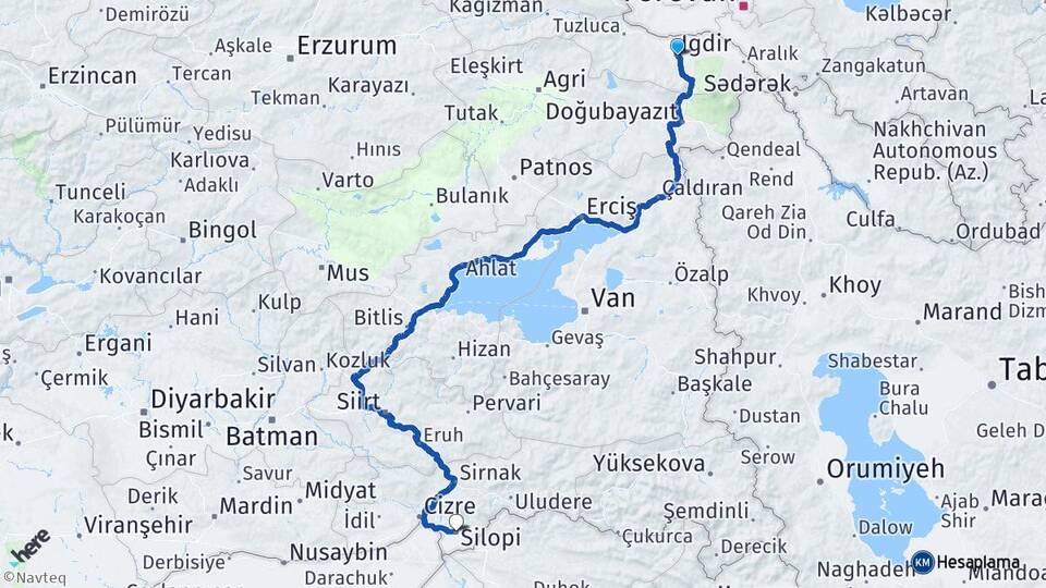 Iğdır Silopi Şırnak Arası Kaç Km - Yol Haritası