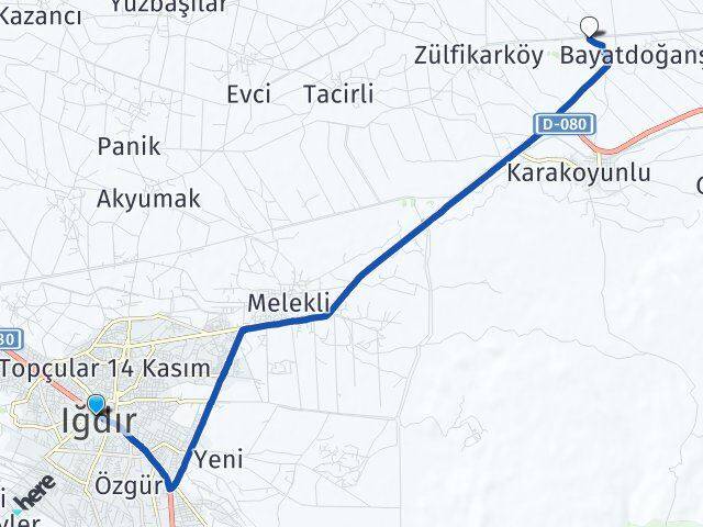 Iğdır Şıracı Karakoyunlu Arası Kaç Km - Yol Haritası