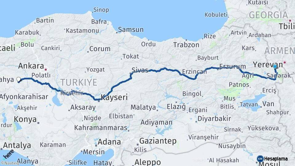 Iğdır Sivrihisar Eskişehir Arası Kaç Km - Yol Haritası