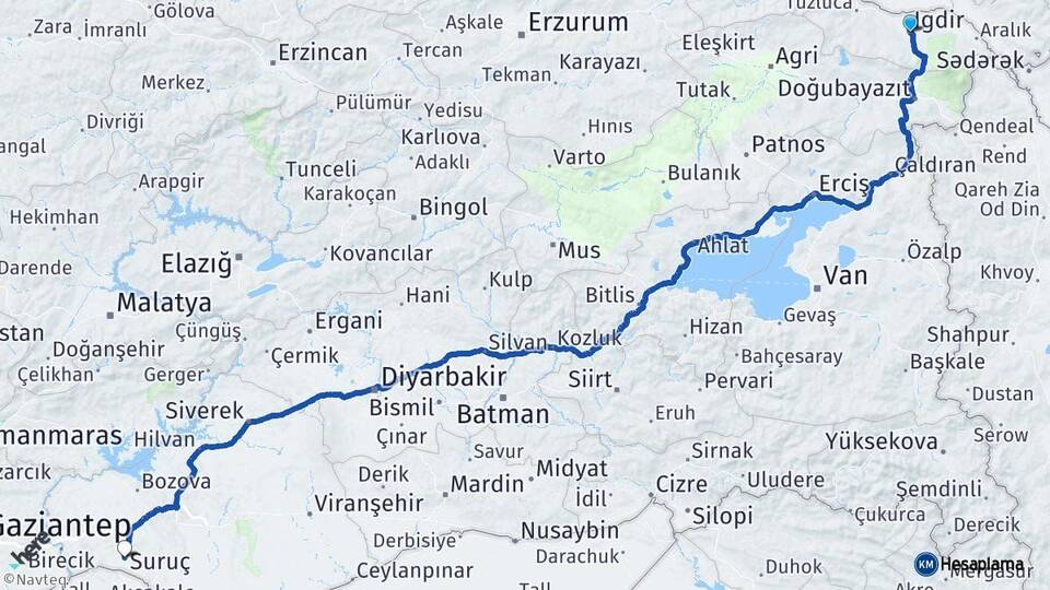 Iğdır Suruç Şanlıurfa Arası Kaç Km - Yol Haritası