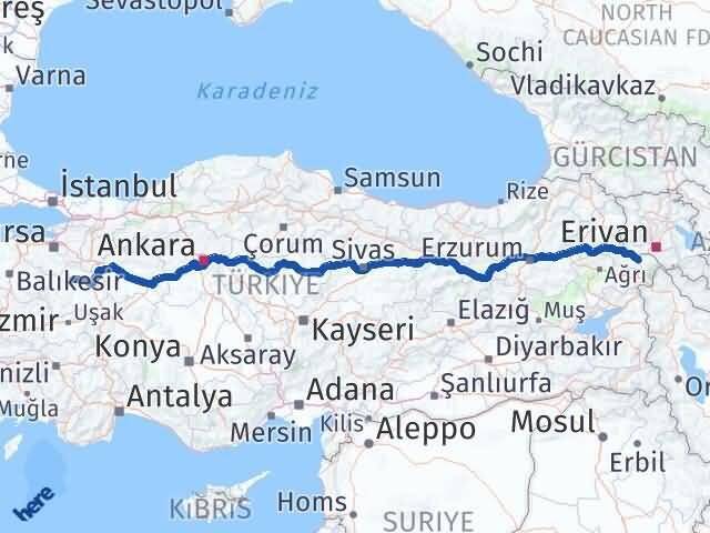 Iğdır Tavşanlı Kütahya Arası Kaç Km - Yol Haritası