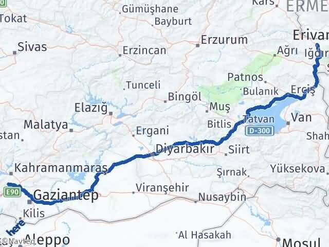 Iğdır Türkoğlu Kahramanmaraş Arası Kaç Km - Yol Haritası