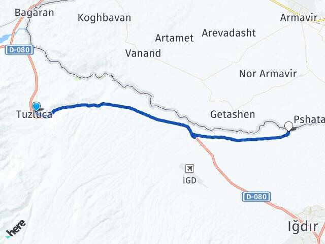 Iğdır Tuzluca Ağaver Arası Kaç Km - Yol Haritası