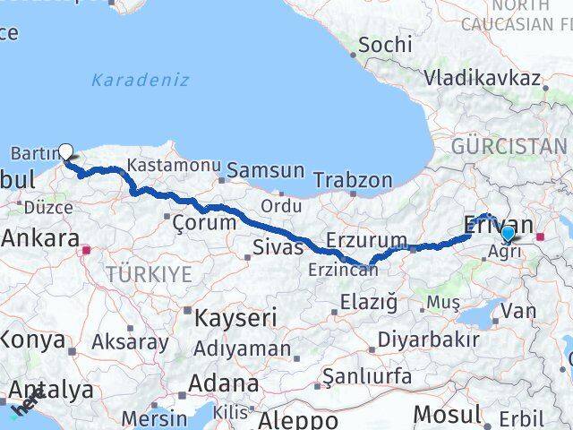 Iğdır Tuzluca Bartın Arası Kaç Km - Yol Haritası