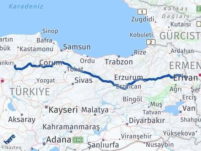 Iğdır Tuzluca Çankırı Arası Kaç Km - Yol Haritası