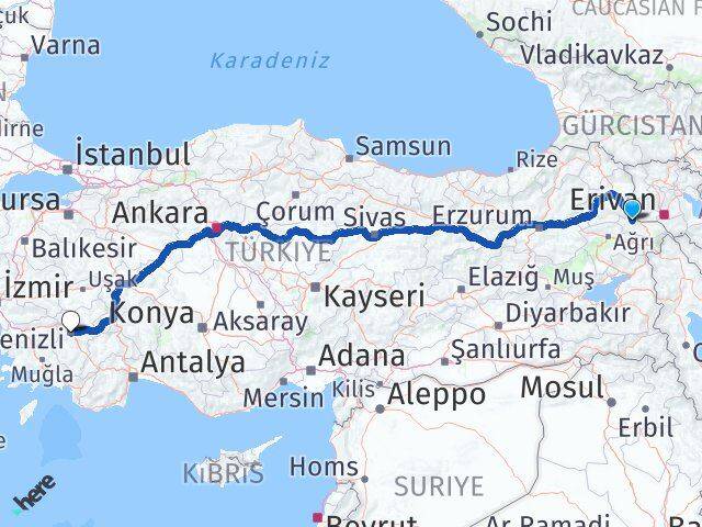 Iğdır Tuzluca Denizli Arası Kaç Km - Yol Haritası