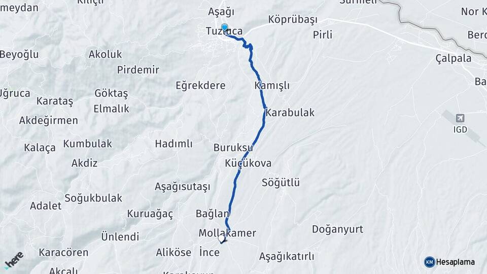 Iğdır Tuzluca Güllüce Tuzluca Arası Kaç Km - Yol Haritası