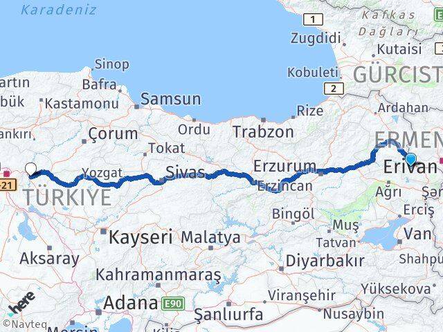 Iğdır Tuzluca Kırıkkale Arası Kaç Km - Yol Haritası