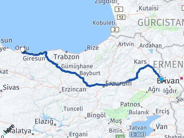 Iğdır Tuzluca Ordu Arası Kaç Km - Yol Haritası