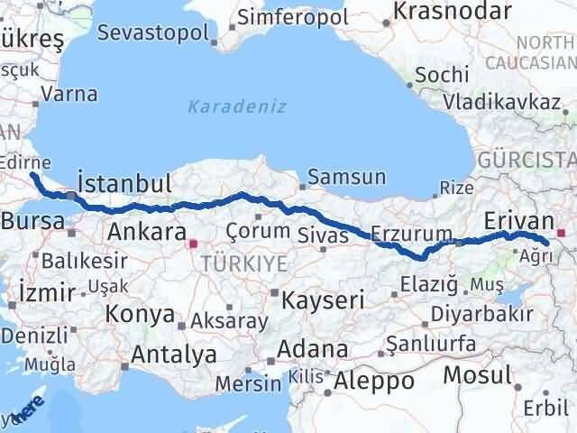 Iğdır Vize Kırklareli Arası Kaç Km - Yol Haritası