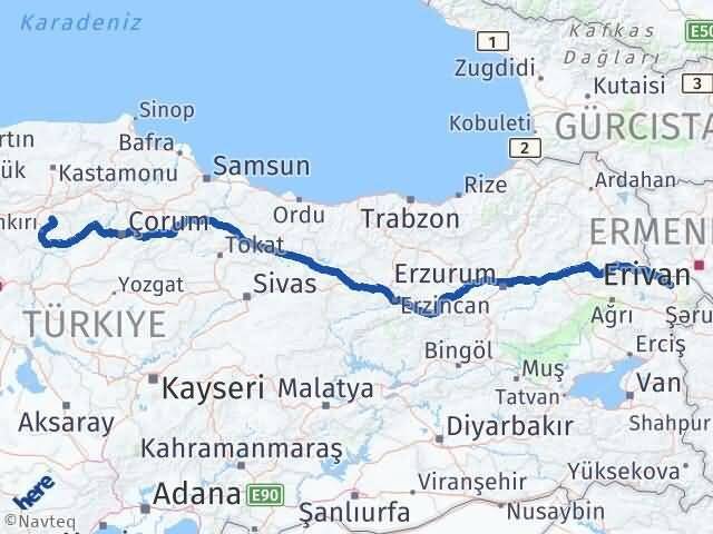 Iğdır Yapraklı Çankırı Arası Kaç Km - Yol Haritası