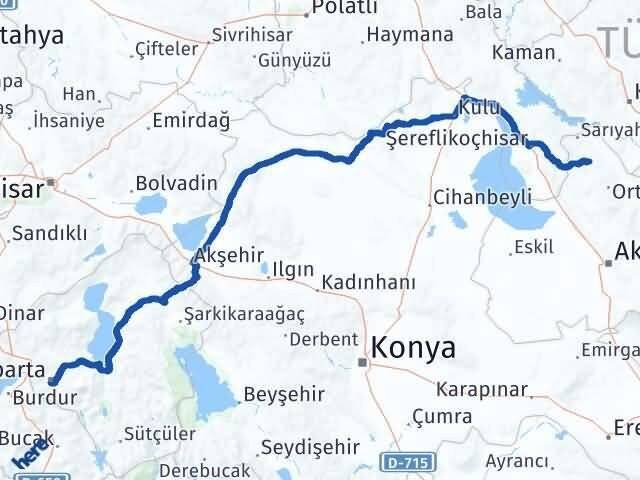 Isparta Ağaçören Aksaray Arası Kaç Km - Yol Haritası