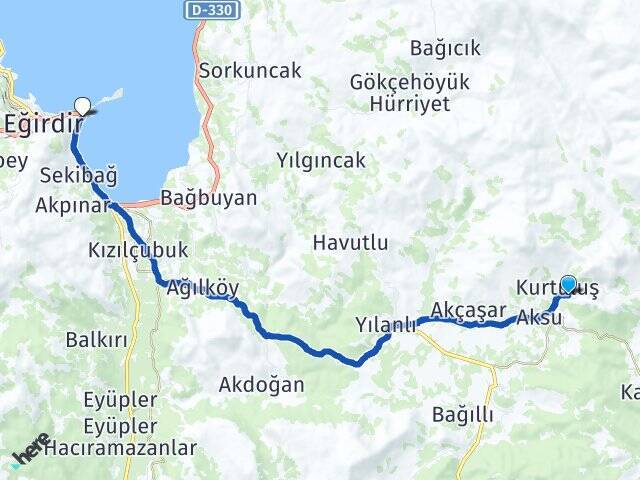 Çay Eğirdir Otogarı Arası Kaç Km - Yol Tarifi