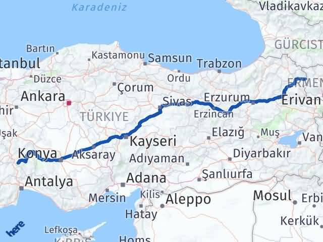 Isparta Akyaka Kars Arası Kaç Km - Yol Haritası